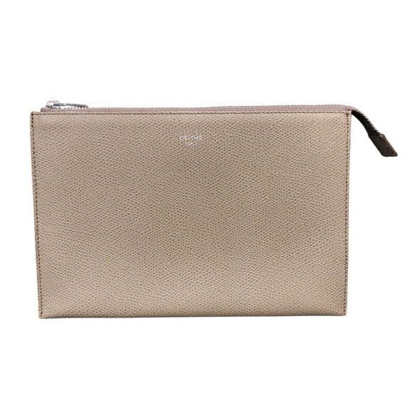 Celine Trio Clutch Leather Beige SV Gold - Picture 1 of 16